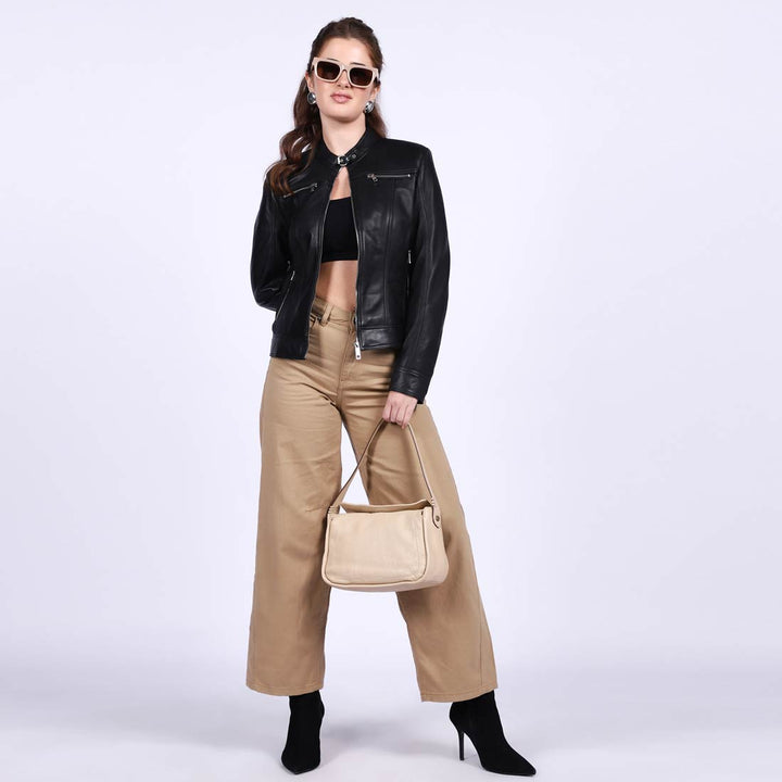 women cafe racer leather jacket