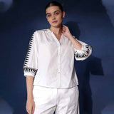 Saint Womens White Embroidered Cotton Shirt