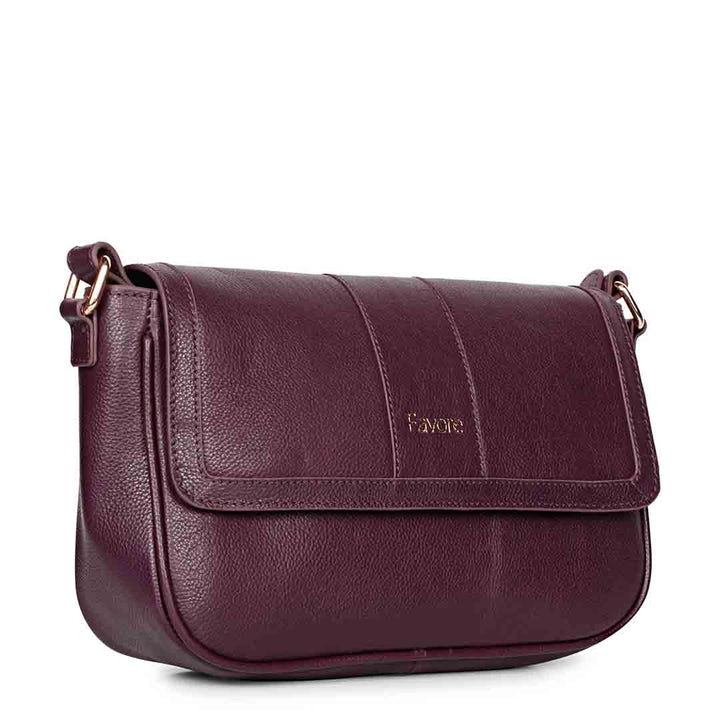 Favore Women Burgundy Leather Sling Bags
