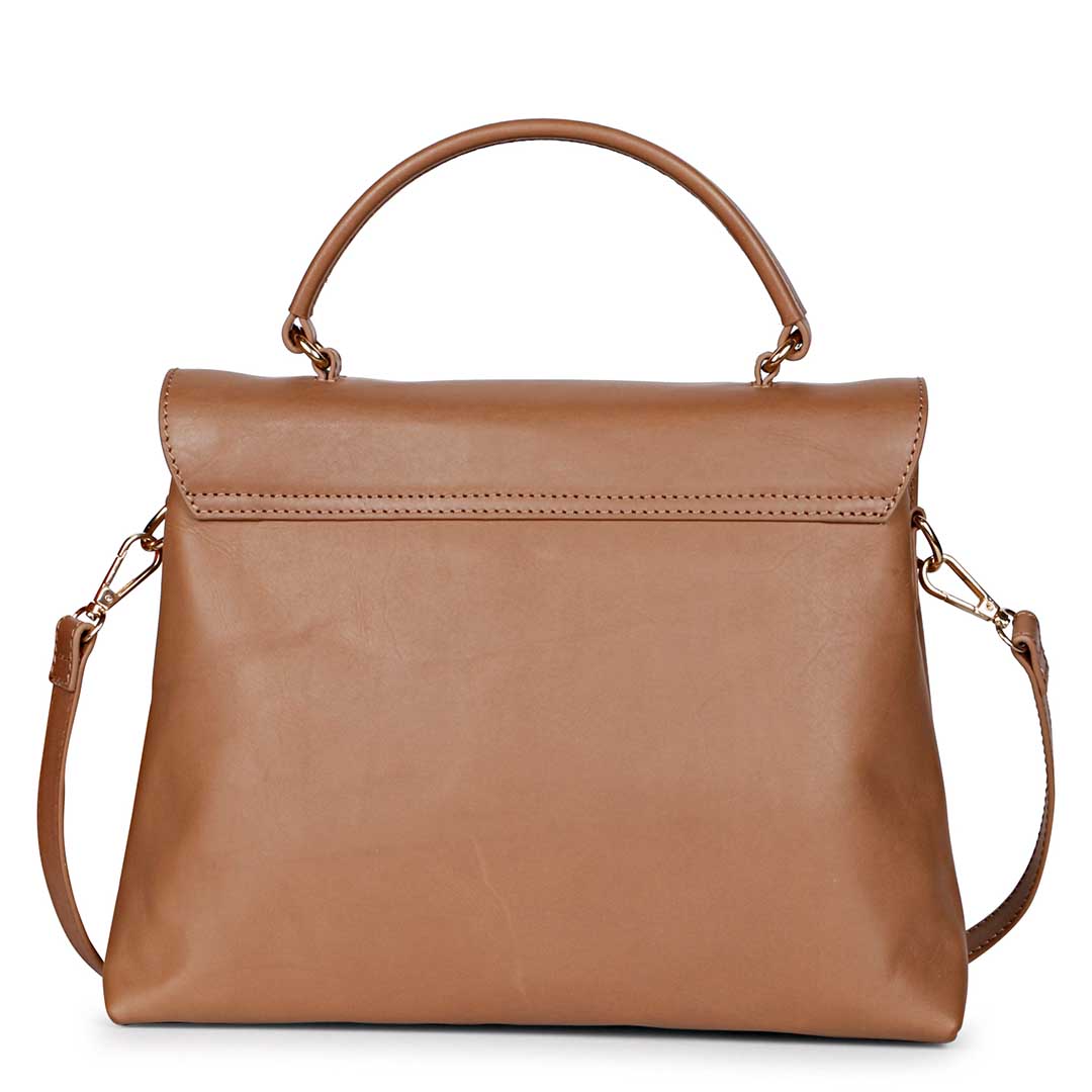 Favore Women Tan Leather Satchel Bags