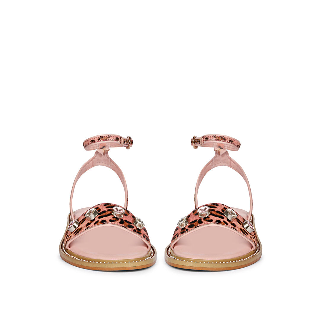 Saint Izola Stone Pink Leo Print Leather Sandals