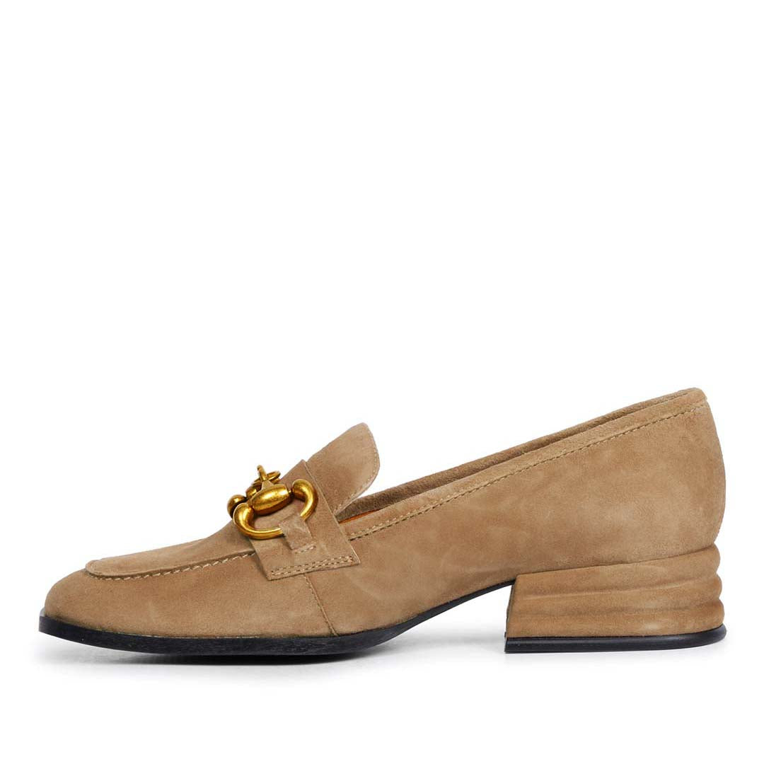 Saint Jenny Taupe Suede Leather Handcrafted Moccasins