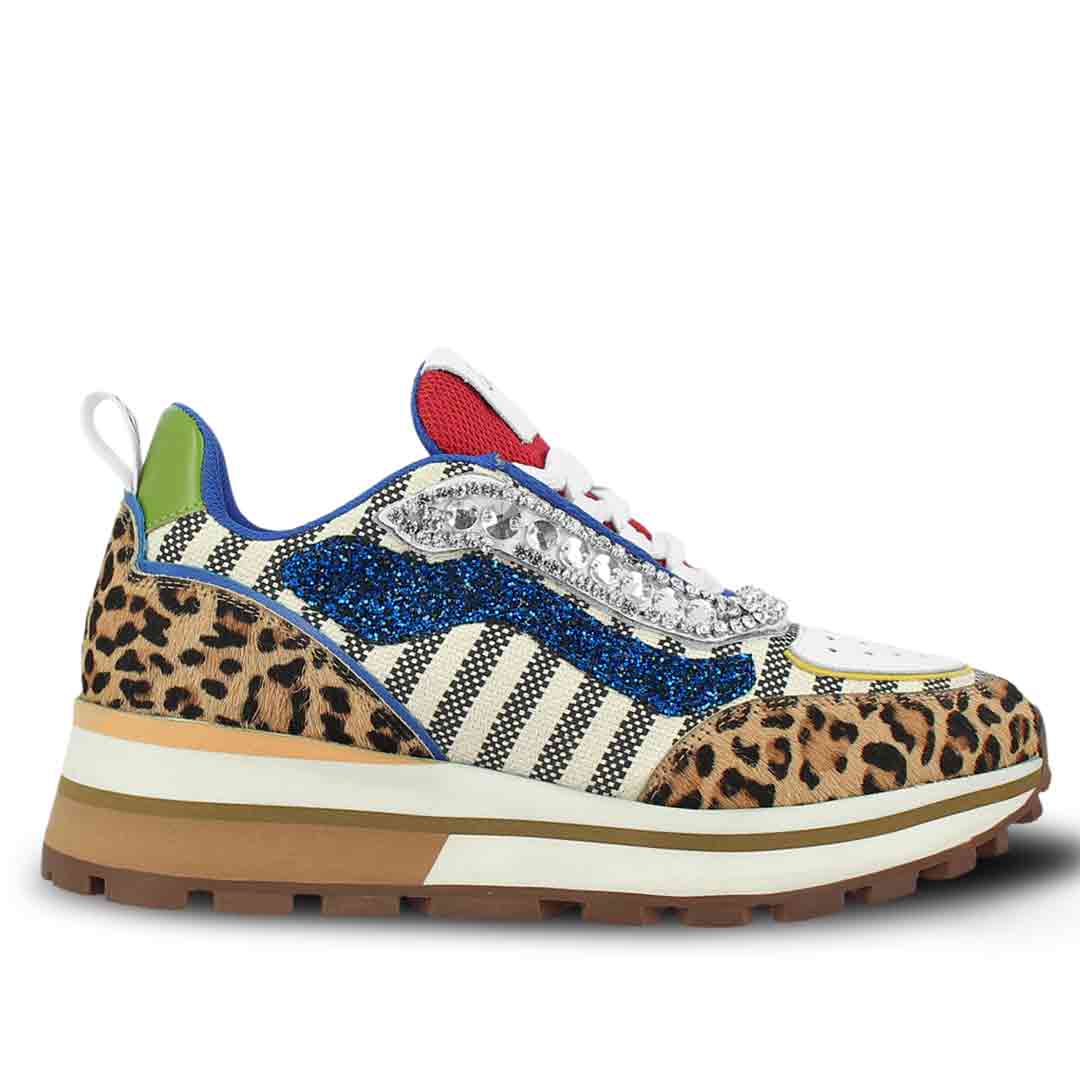 Saint Fiorella Multi Color Leopard Print Leather Sneakers