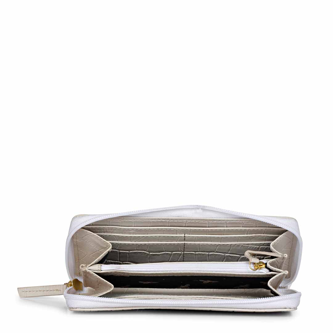 Favore White Leather Purse Clutches