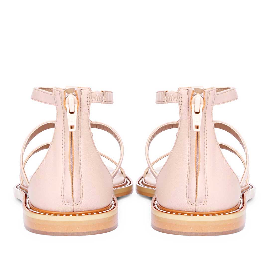 Saint Arlia Rivoli Stone Studded Light Pink Leather Sandals