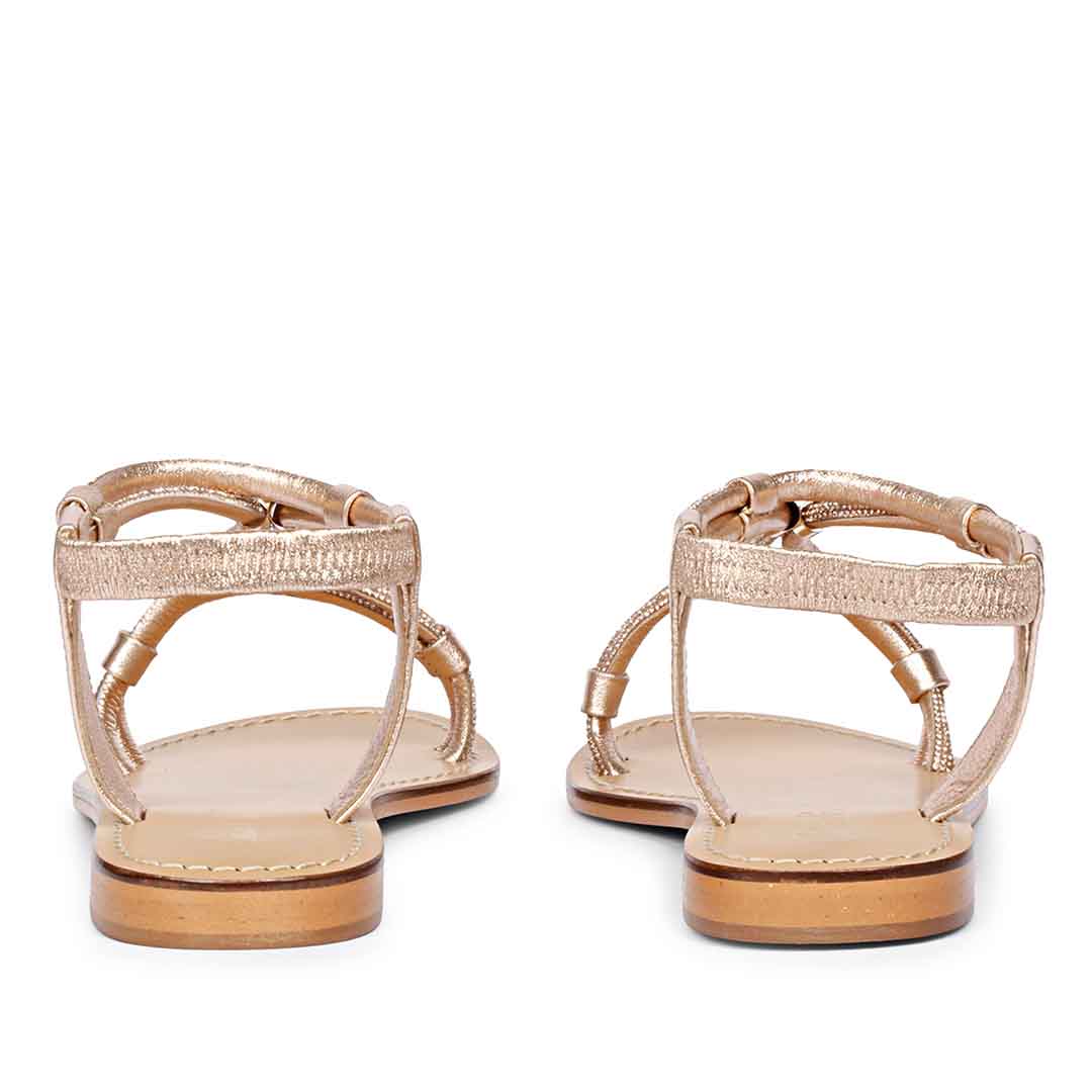 Saint Andrea Crystal Cord Rose Gold Leather Flat Sandals