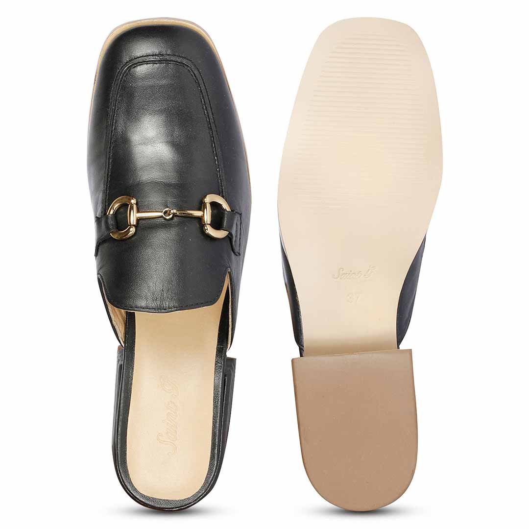 Saint Liona Black Leather Moccasins – SaintG India