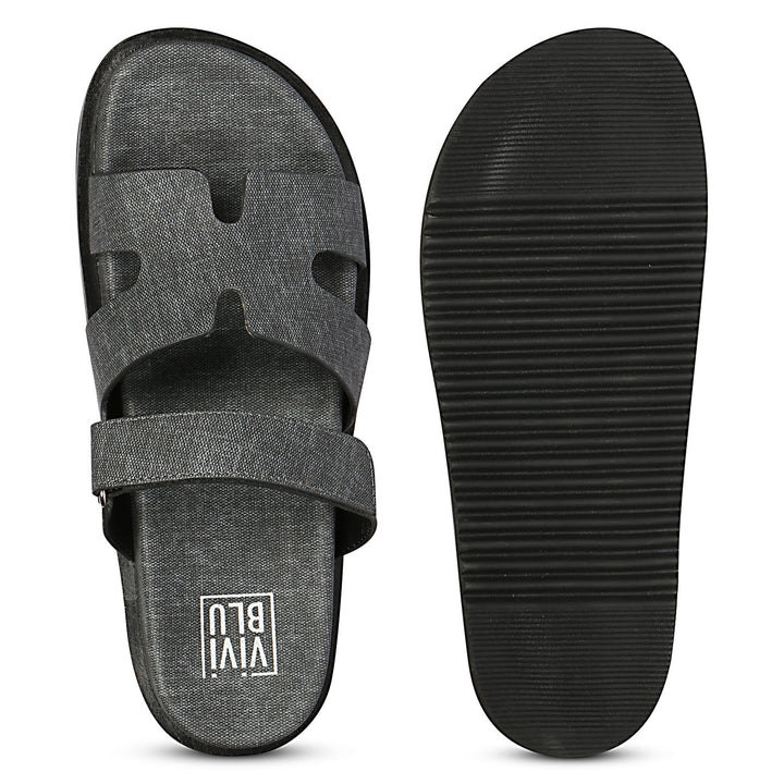 Ivanel Grey Flat Sandals