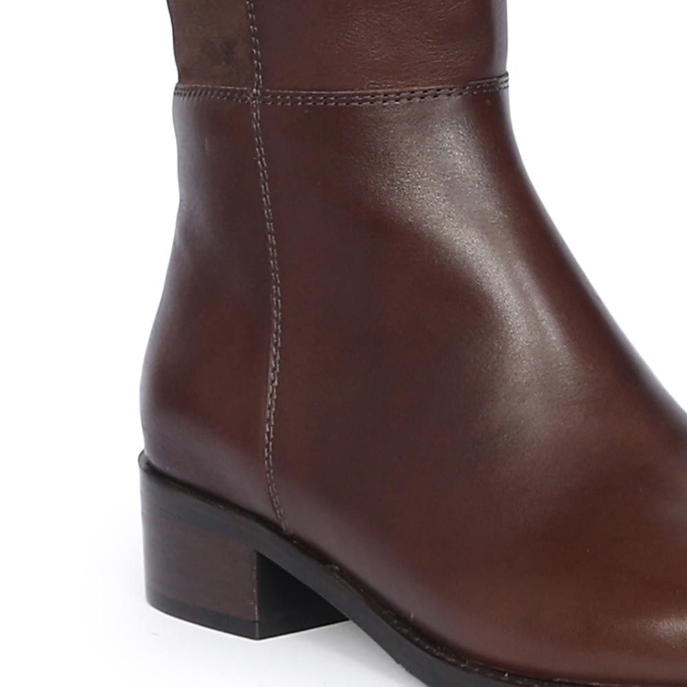 Saint Kayleigh Brown Leather Above The Knee Boots