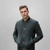 Saint Carlo Green Suede Bomber Jacket