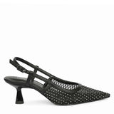 Saint Twila Crystal Embellished Black Leather Slingbacks