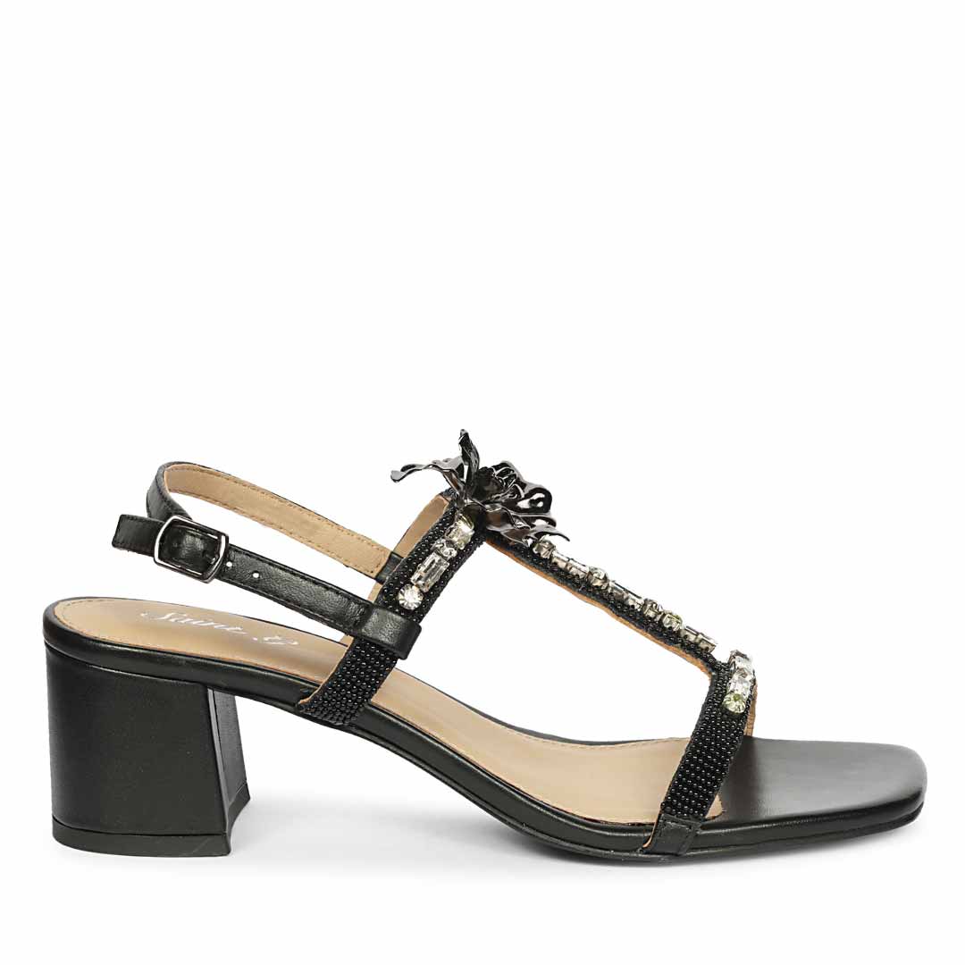 Saint Black Leather Block Heel