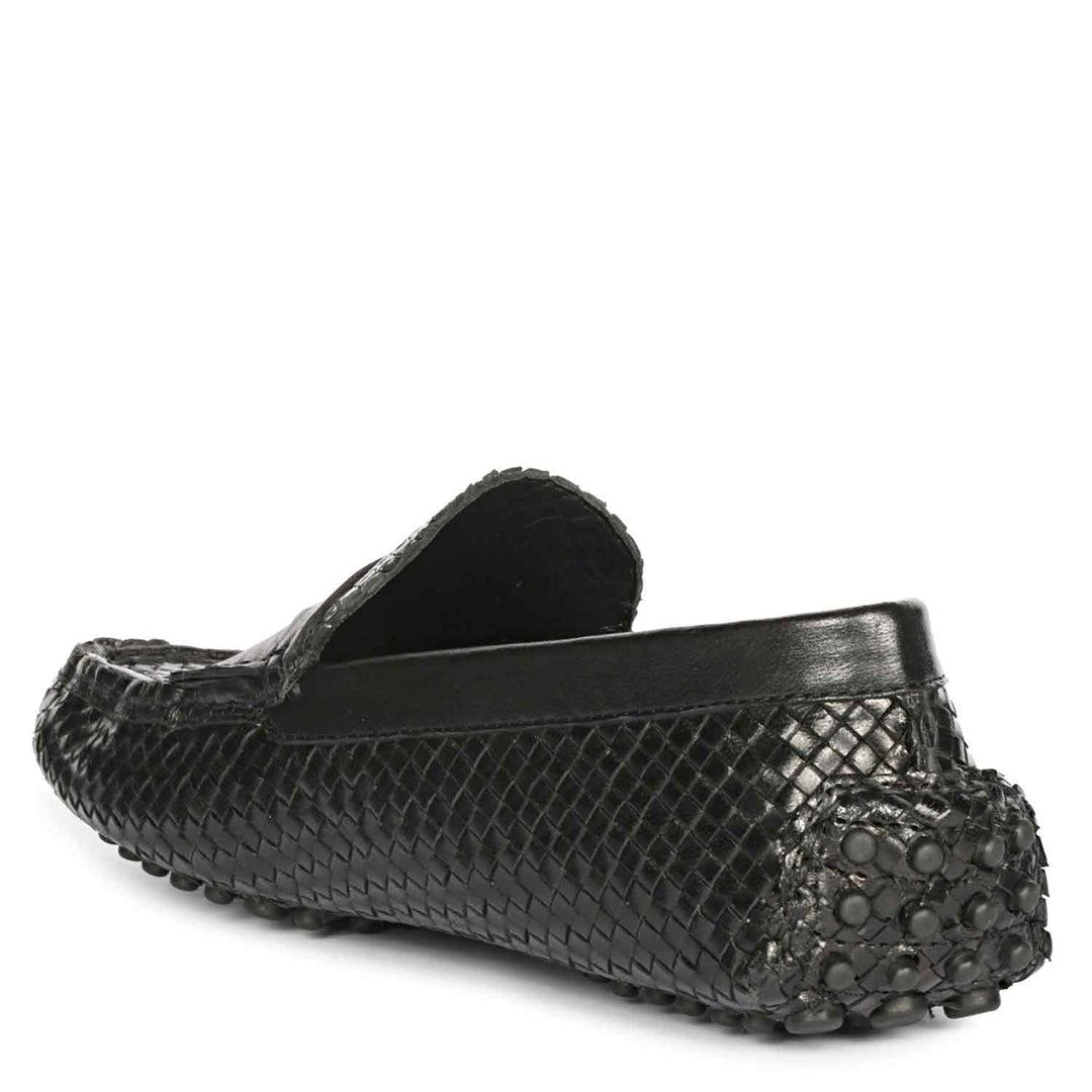 Saint Liana Black Woven Leather Loafers