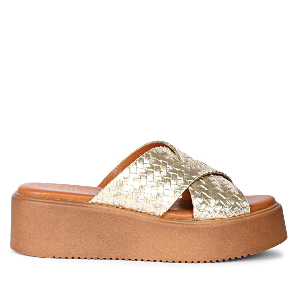 Faelyn Gold Platform Sandals