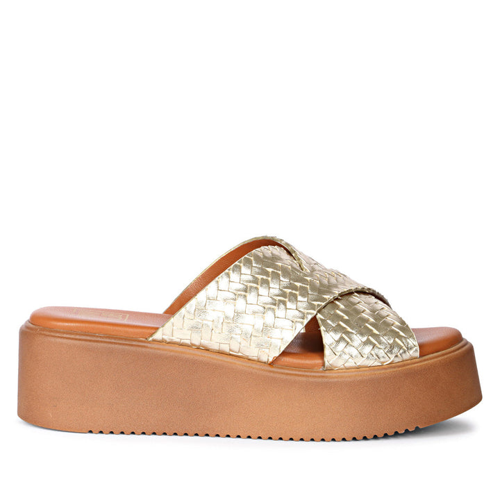 Faelyn Gold Platform Sandals