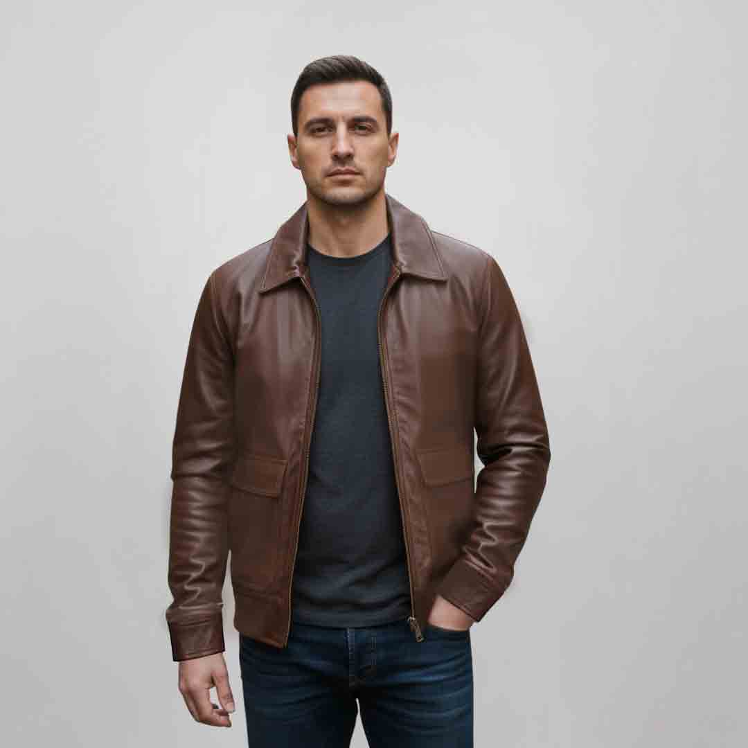 Saint Marc Men's Chocolate Leather Racer Jackets