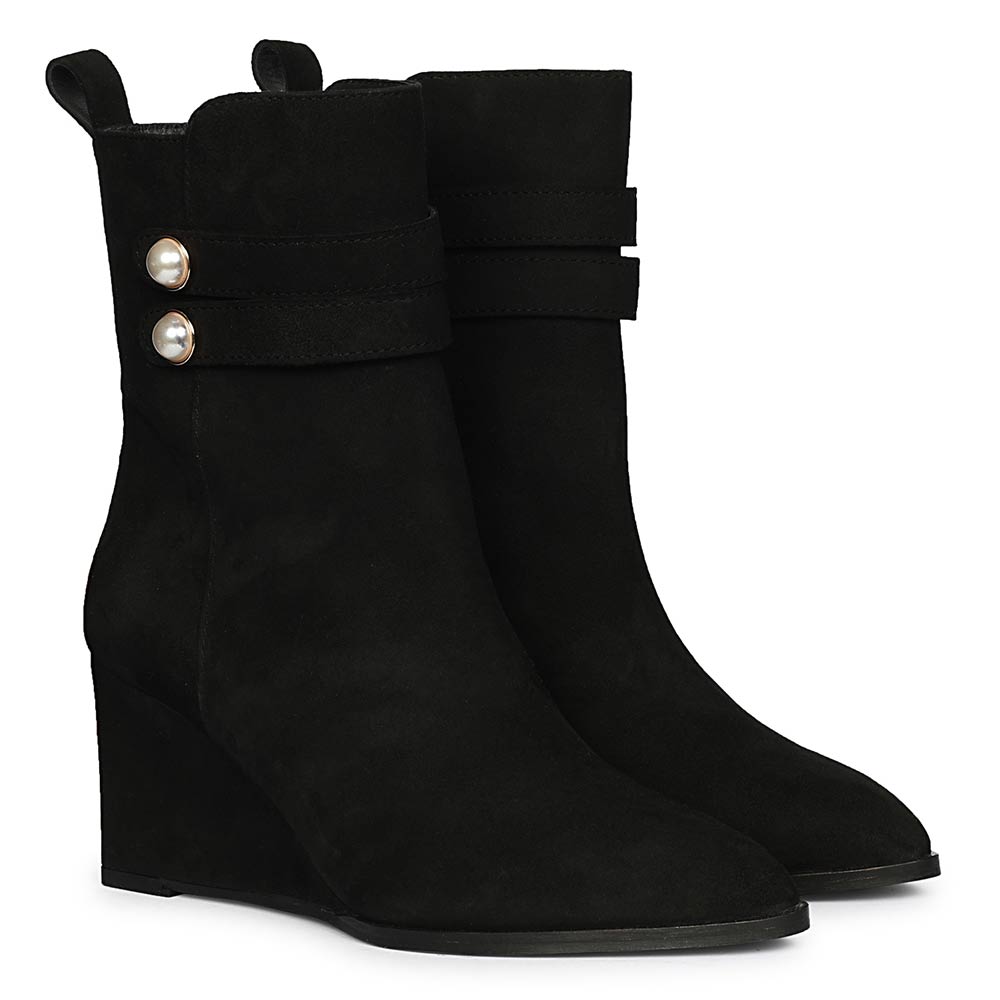 Black Wedge Heel Wedge Boots For Women Women's Natalie Wedge Fur