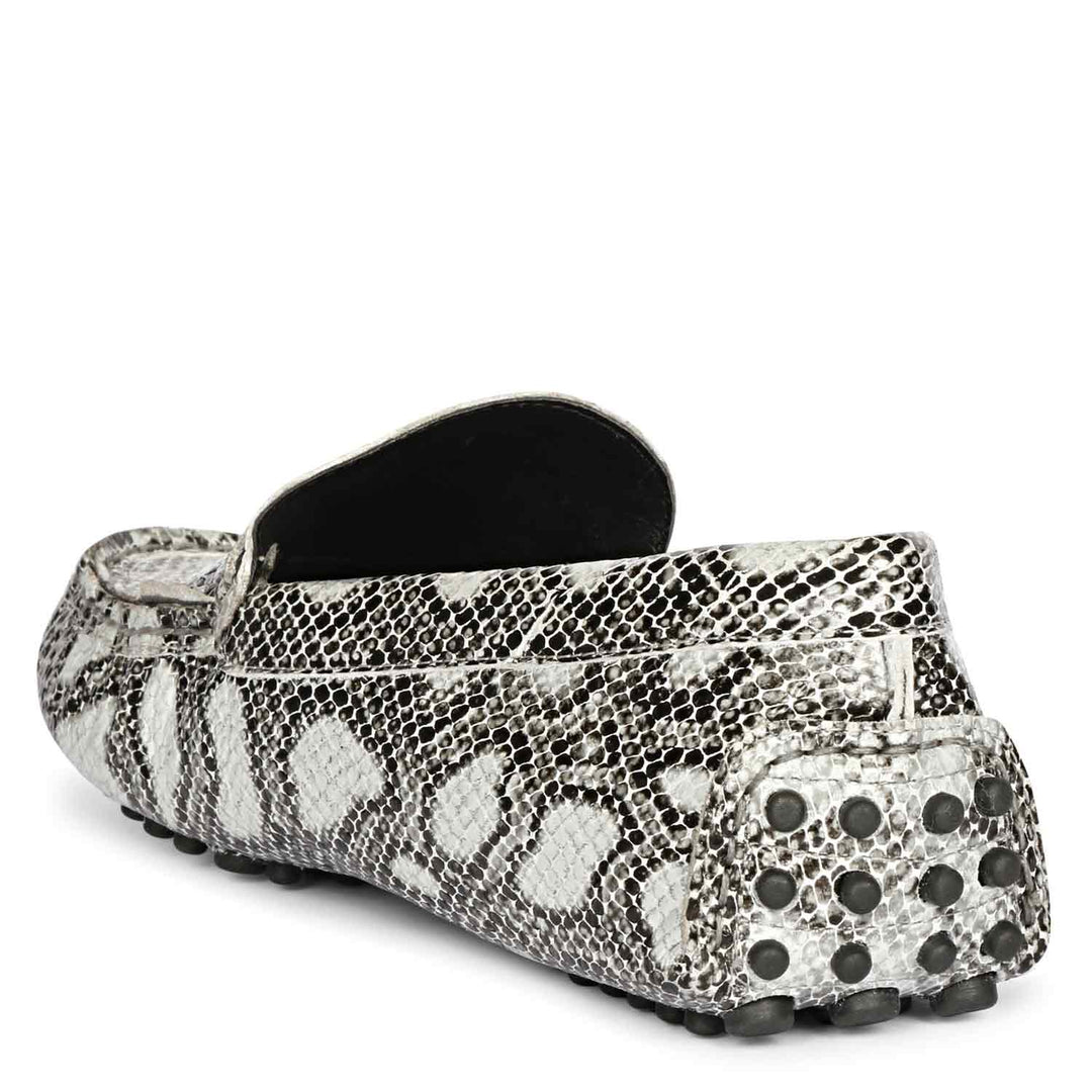 Saint Liana Black & Grey Woven Leather Loafers