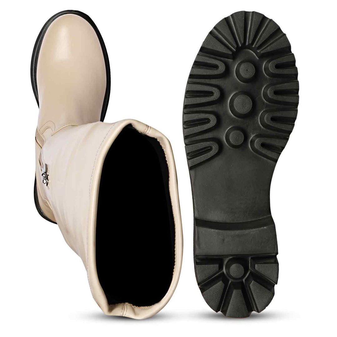 Saint Malia Taupe Stretch Napa Thigh High Boots