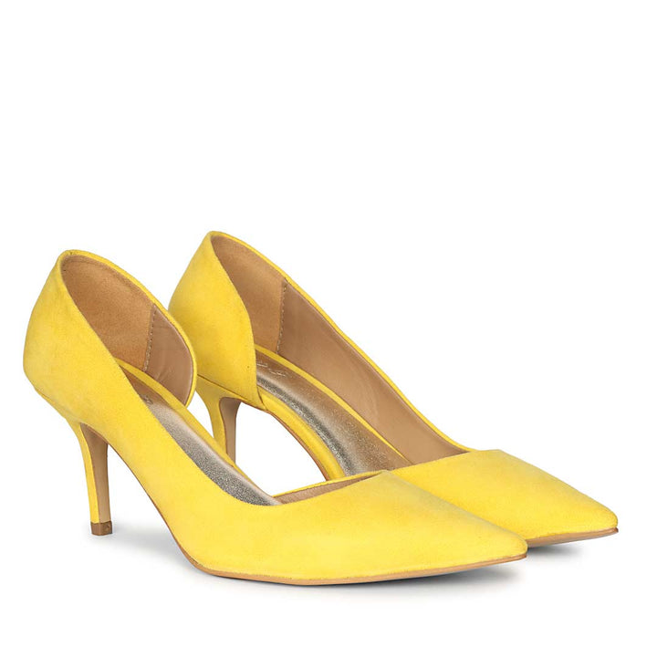 Saint Layla Yellow Suede Leather Pumps