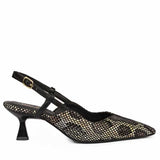 Saint Quinn Choco Black Snake Print Leather Pumps