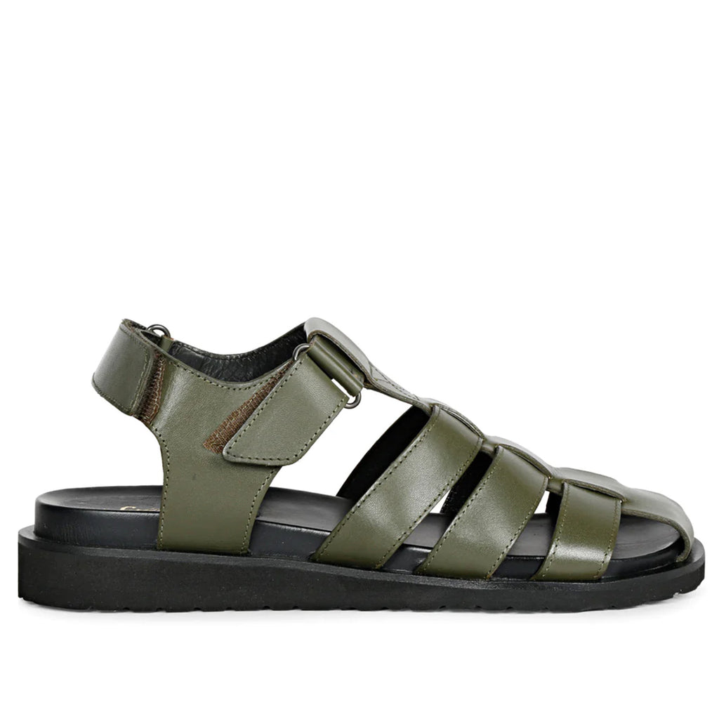 SaintG Womens Green Leather Strappy Sandals