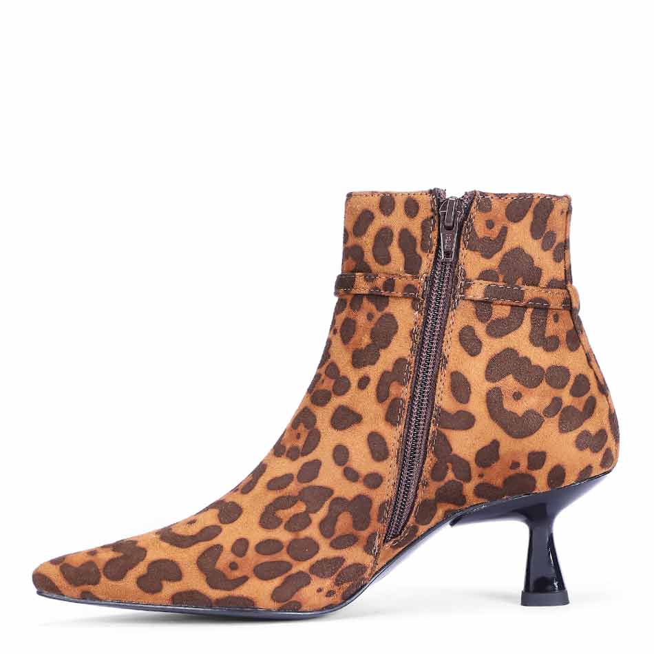 Saint Darcie Buckle Decor Leo Pony Print Ankle Boots