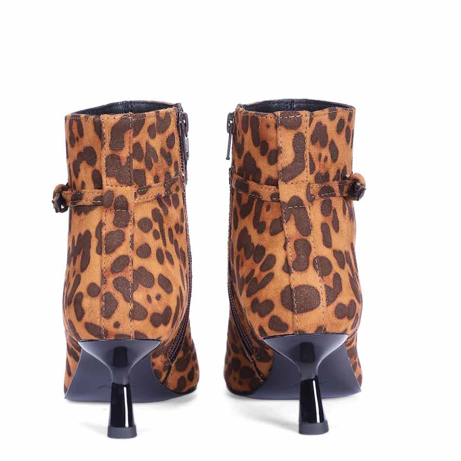 Saint Darcie Buckle Decor Leo Pony Print Ankle Boots