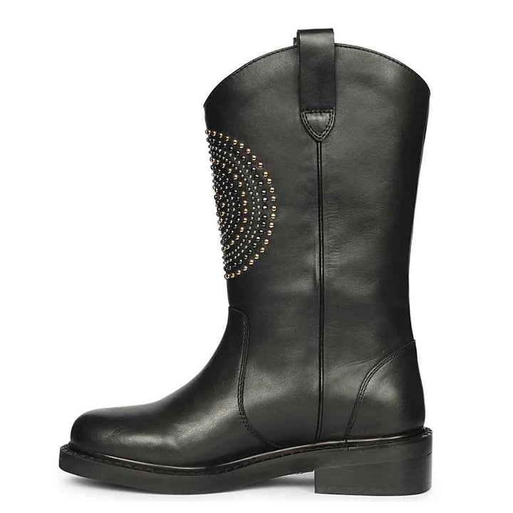 Saint Lilah Black Leather Long Boots