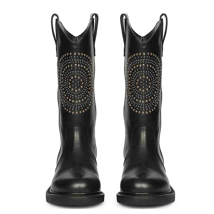 Saint Lilah Black Leather Long Boots