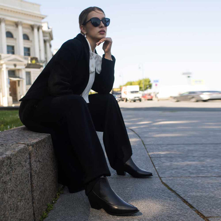 Saint Meline Black Leather Ankle Boots