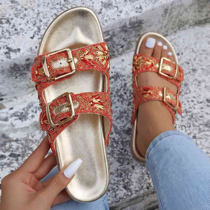 Saint Willow Coral Footbed Sandals