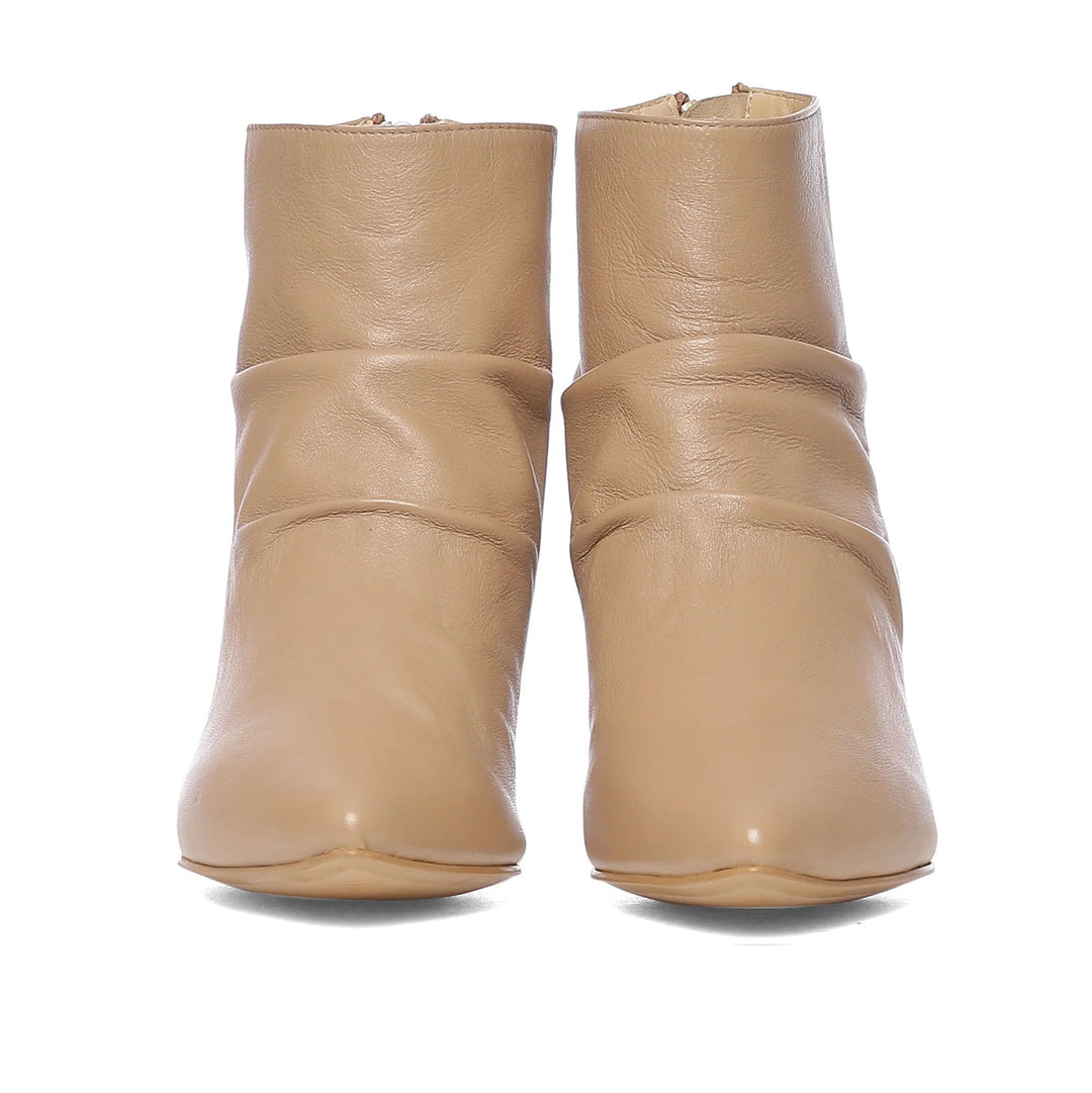 Saint Lovina Nude Slouch Leather Kitten Heel Ankle Boots
