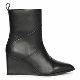 Saint Novara Folded Black Leather Wedge Ankle Boots