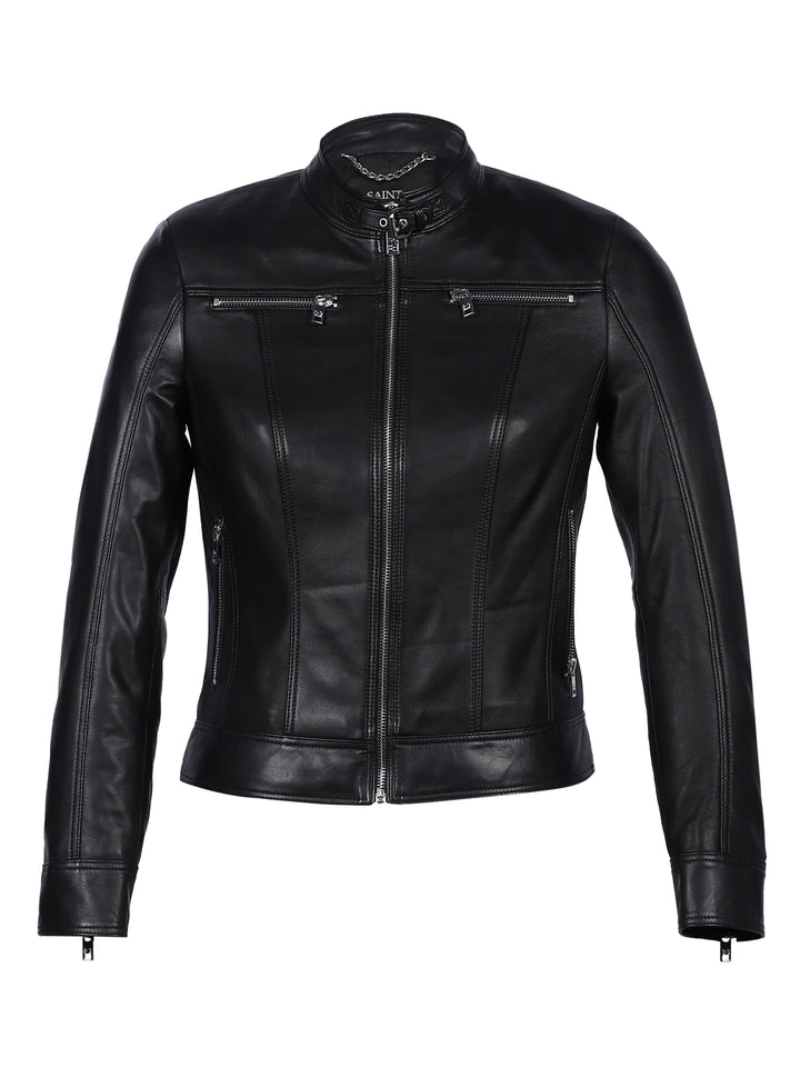 Saint Edwina Black Leather Women Cafe Racer Jackets