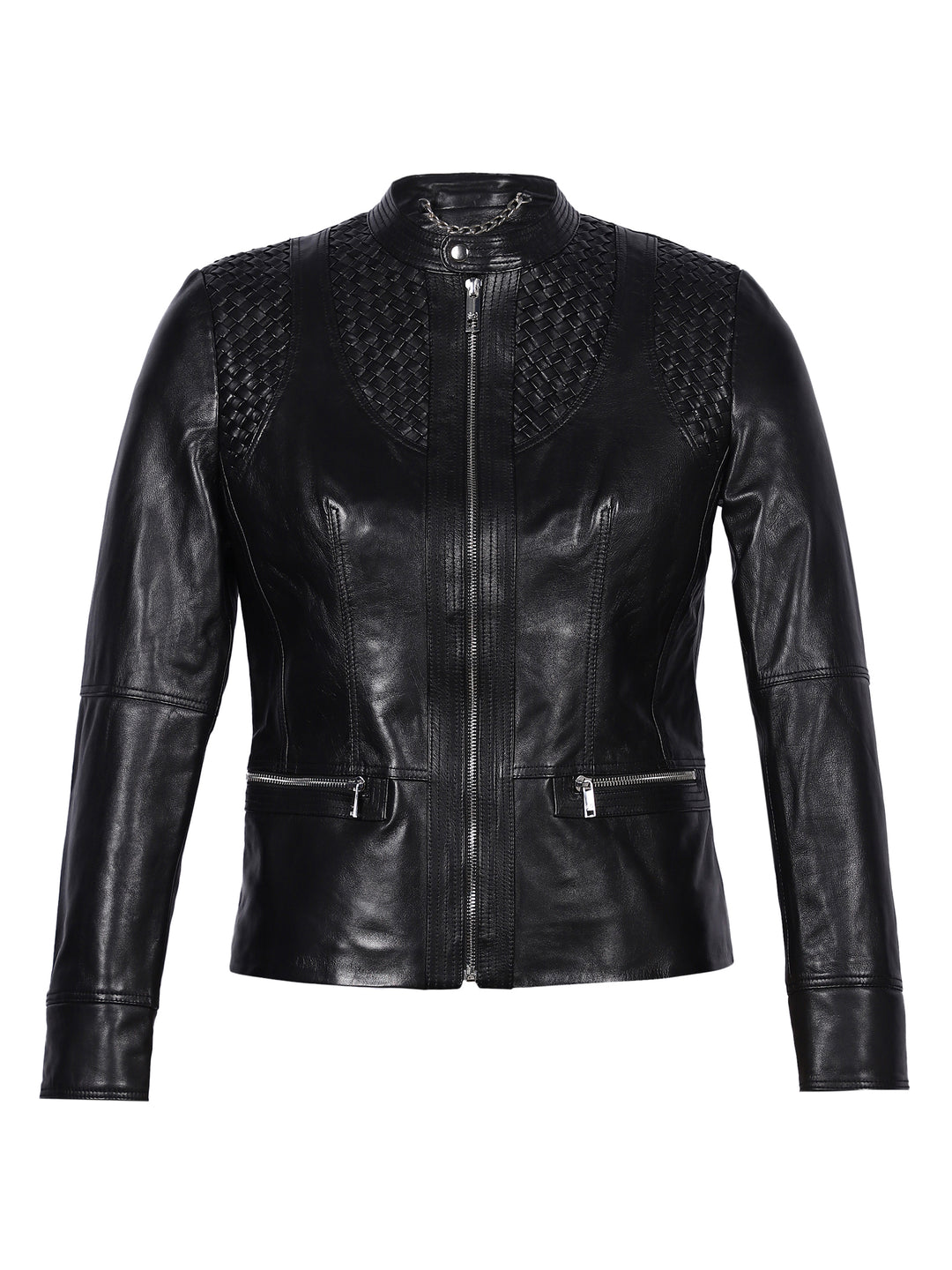 Saint Kinsley Women Black Leather Cafe Racer Jackets