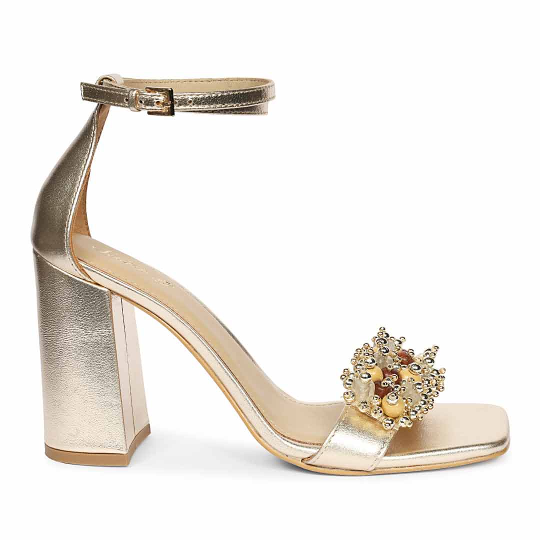 Saint Raquel Jewel Platin Leather Block Heels