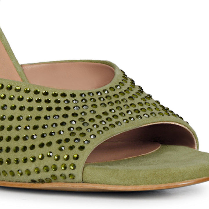 Saint Amaya Safari Leather Heels - Crystal studs for a glamorous twist on classic elegance