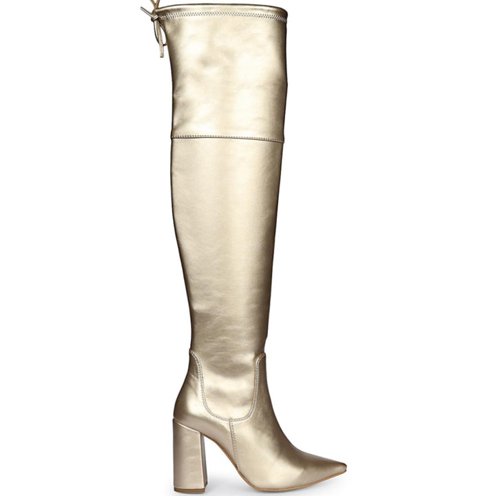 Saint Amara Gold Stretch Napa thigh high Boots