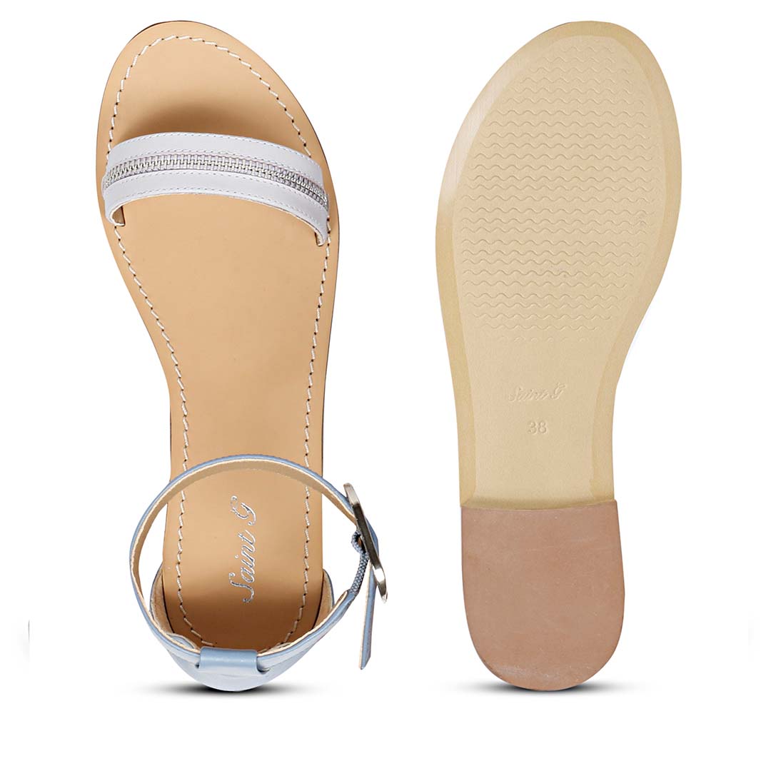 Saint Donelle Zip Decor Lilac Leather Sandals