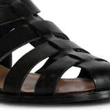 Lillian Black Leather Strappy Sandals
