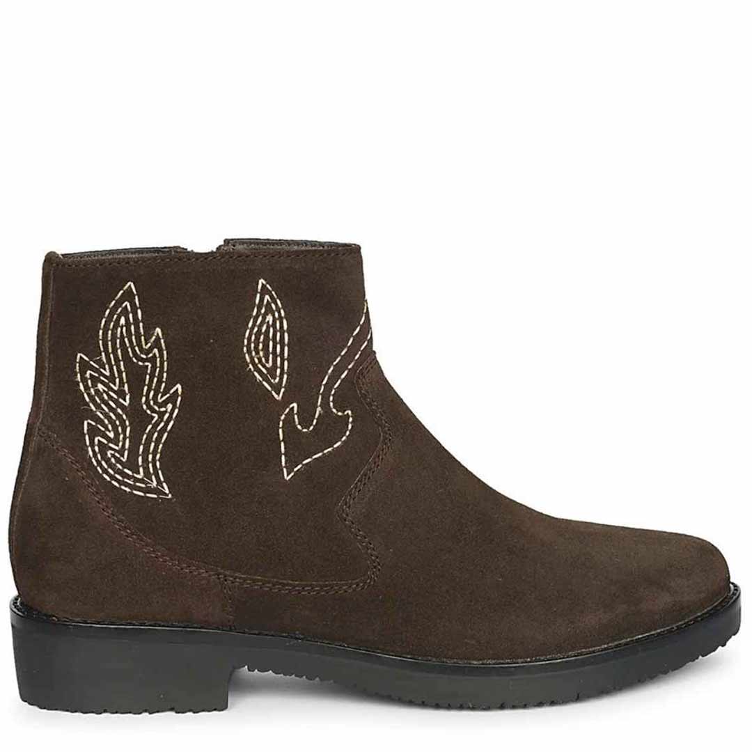 Alessa Dark Brown Suede Leather Ankle Boots