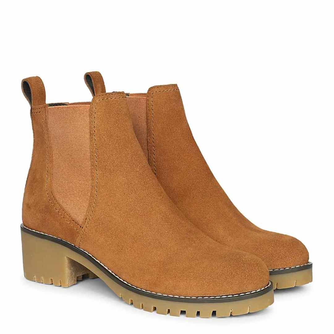 Rosetta Tan Suede Ankle Boots