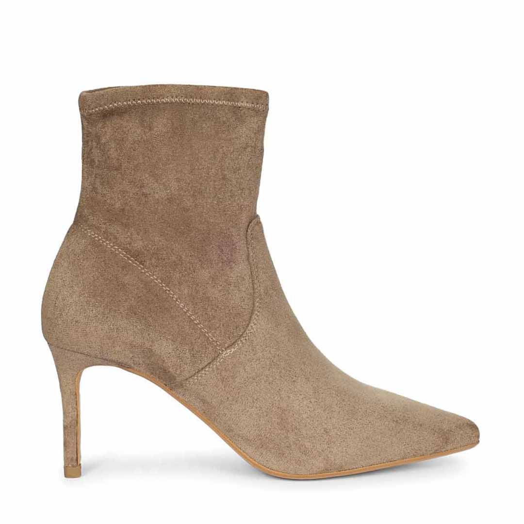 Saint Jemima Taupe Stretch Suede Stilettos Ankle Boots