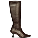 Saint Emilia Brown Stretch Napa Kitten Heel Long Boots