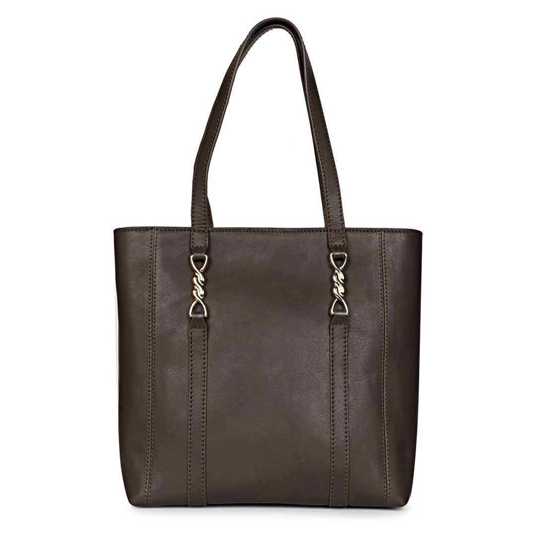 Favore Dark Chocolate Womens Leather Shopper Tote Bag