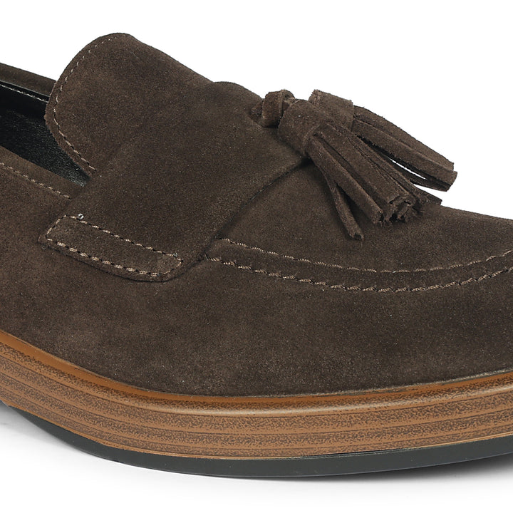 Saint Simone Brown Leather Tassel Moccasins