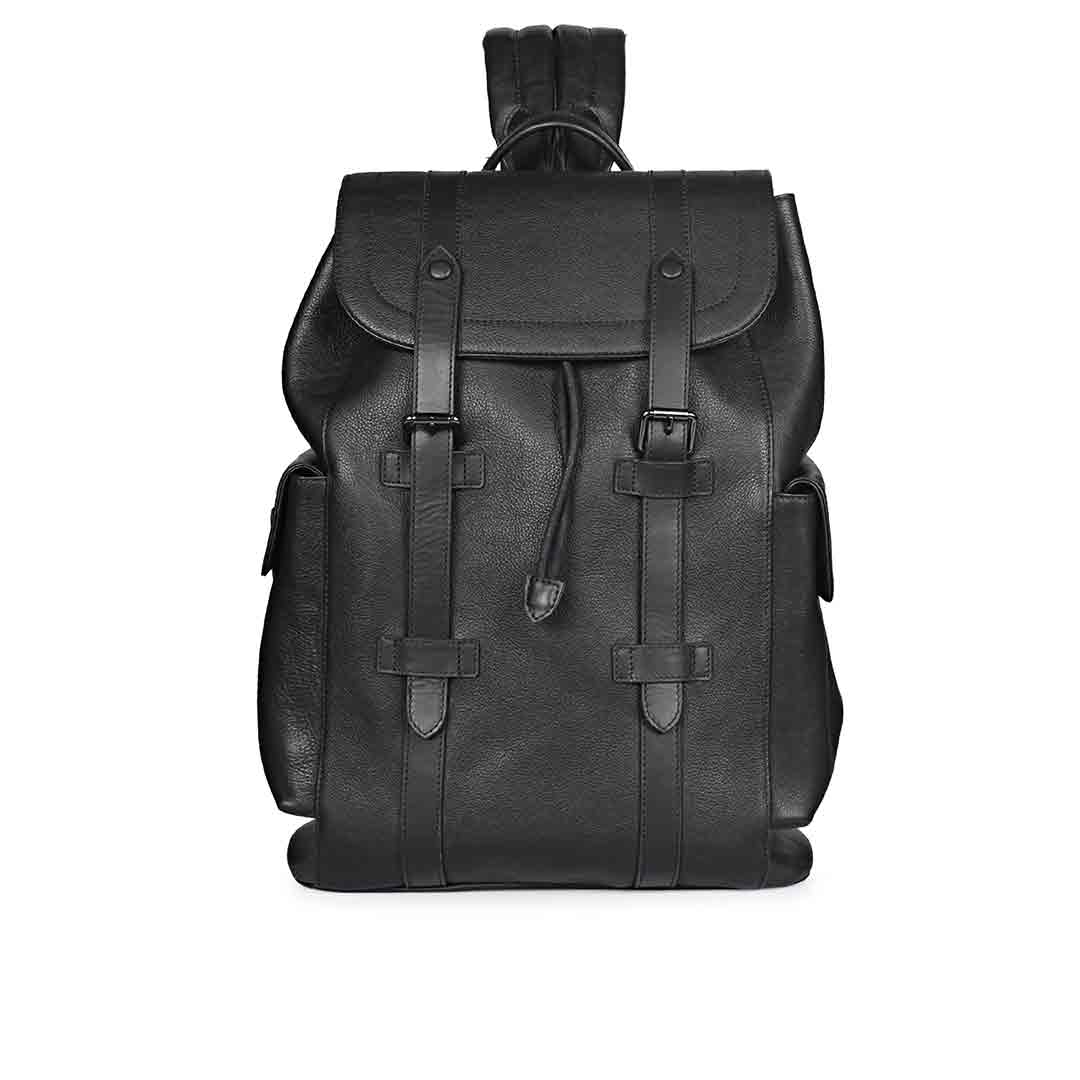 Capri Black Leather Oversized Structured Backpacks – SaintG India