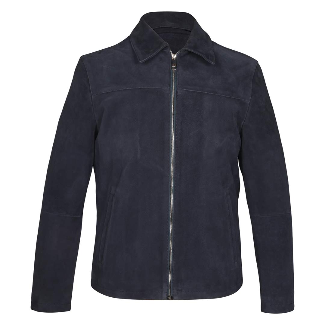 Saint Aris Navy Leather Men's Bomber Jackets