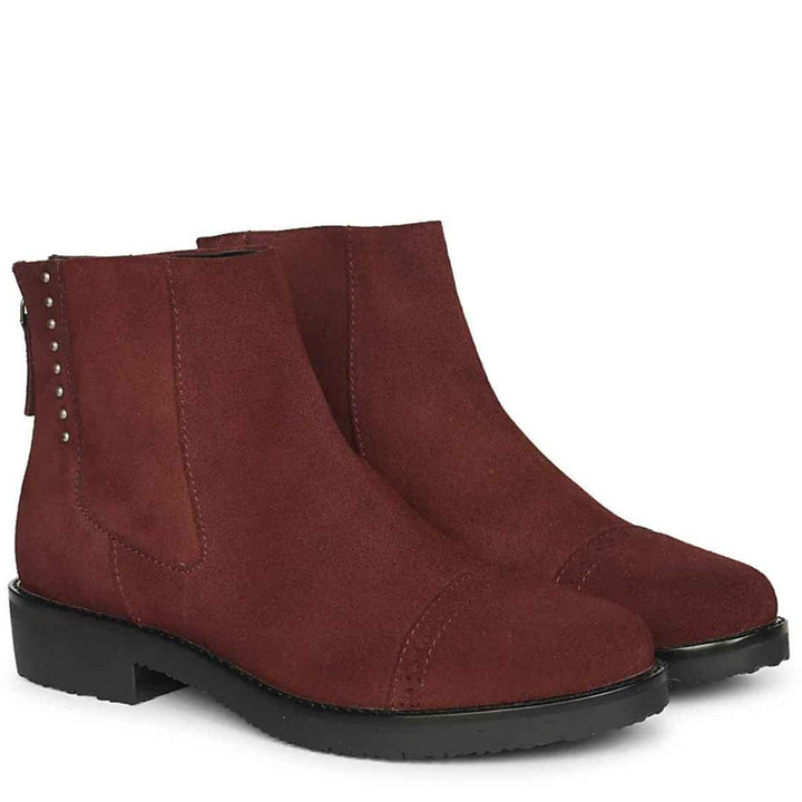 Giada Burgundy Suede Leather Ankle Boots